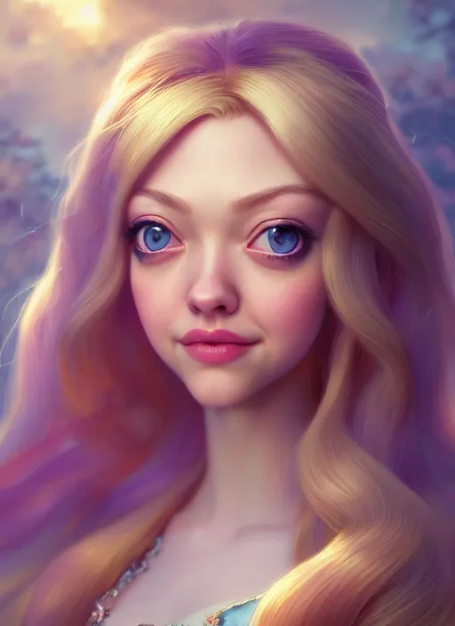 Prompt: beautiful happy amanda seyfried as the rapunzel princess, character art, art by artgerm lau and wlop and and ilya kuvshinov and john singer sargent, hyperdetailed, 8 k realistic, symmetrical, frostbite 3 engine, cryengine, dof, trending on artstation, digital art