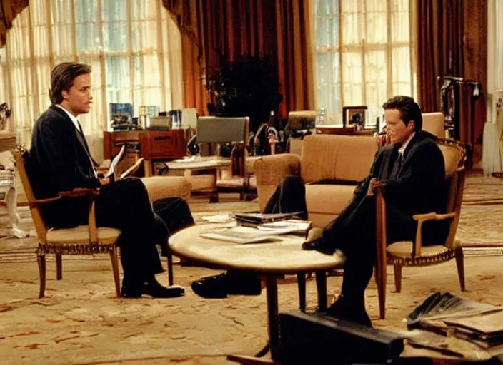 Image similar to a still from the 2001 TV Show The West Wing Starring Jon Stewart