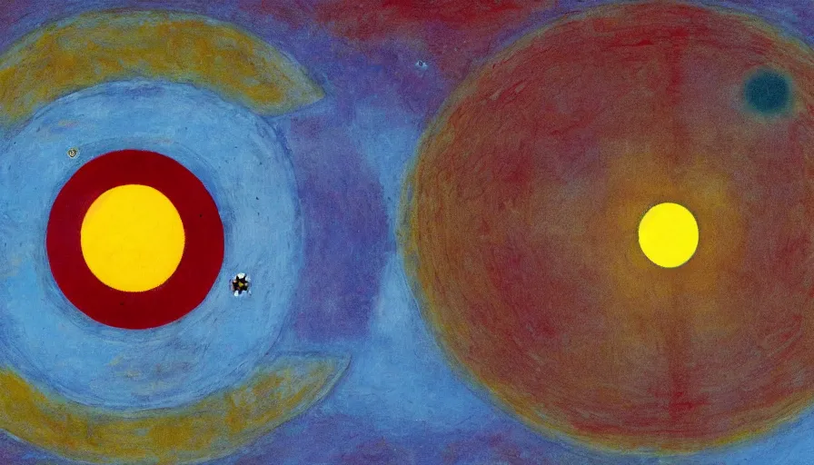 Image similar to the sun being blocked by a hexagon in space, planet earth in the foreground, painted by miro