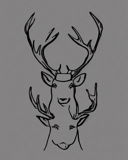 Prompt: logo, stag wearing a crown, line art