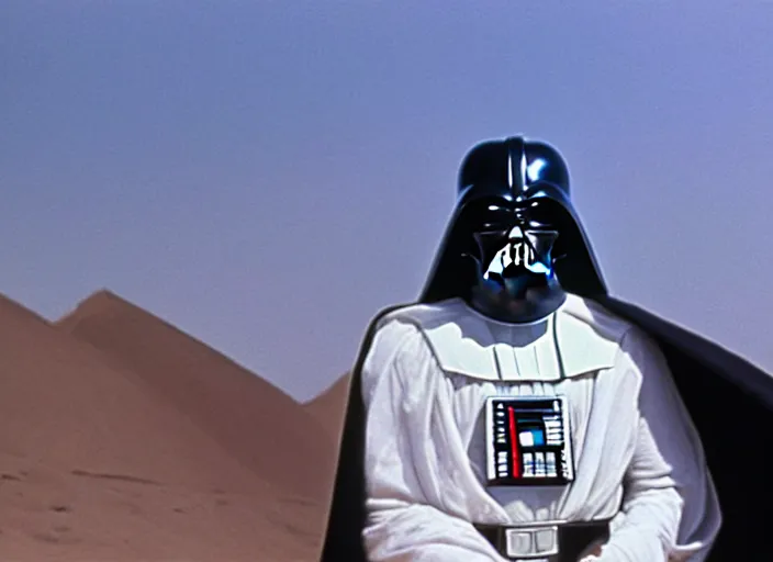 Prompt: a film still of darth vader in lawrence of arabia ( 1 9 6 2 ), technicolor