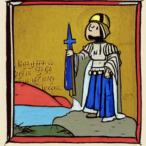 Prompt: Snoopy as a holy crusader in Jerusalem, medieval art