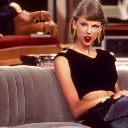 Prompt: taylor swift in the tv show seinfeld, 1 9 9 0's, glamor shot, extreme quality