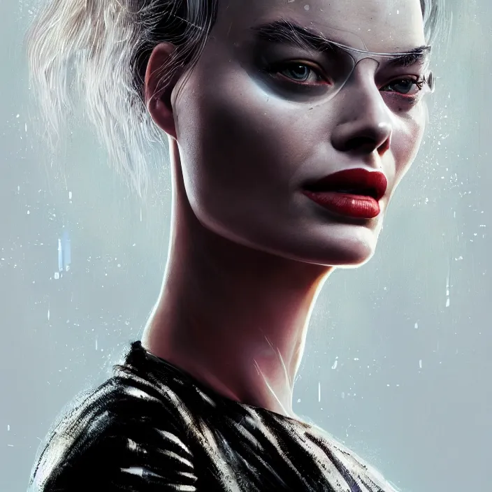 Image similar to portrait of Margot Robbie in The Matrix 2000. intricate abstract. intricate artwork. by Tooth Wu, wlop, beeple, dan mumford. octane render, trending on artstation, greg rutkowski very coherent symmetrical artwork. cinematic, hyper realism, high detail, octane render, 8k, iridescent accents