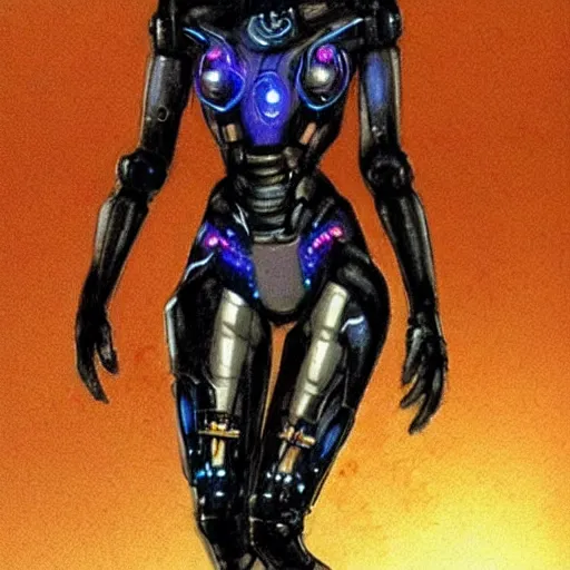 Prompt: concept art of a cybernetic woman