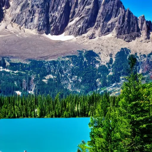 Prompt: a beautiful lake with mountains in the background