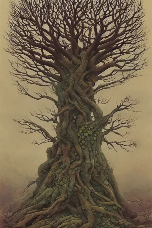 Prompt: Yggdrasil the tree of life by Shaun Tan and Hiroshi Yoshida, trending on artstation