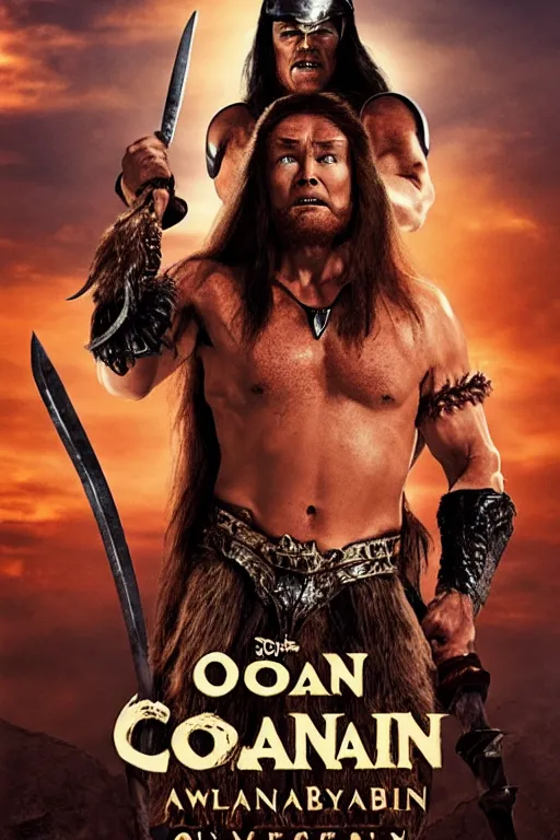 Image similar to conan o'brien as conan the barbarian, movie poster