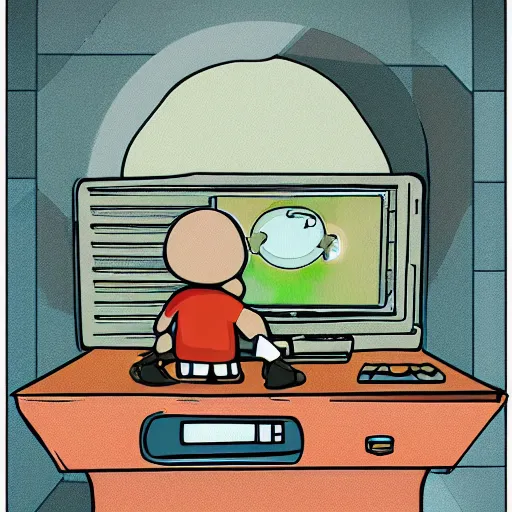 Image similar to tiny mushroom man explores an open computer case, digital art