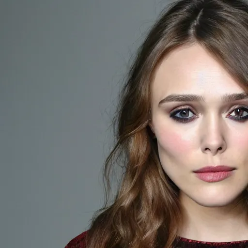 Prompt: elizabeth olsen mixed with keira knightley