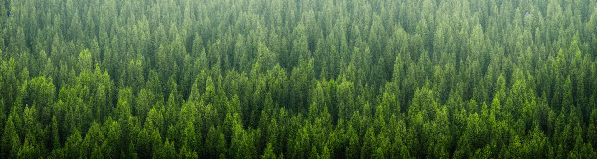 Image similar to a wide landscape shot of a forest with a rainy sky in the background