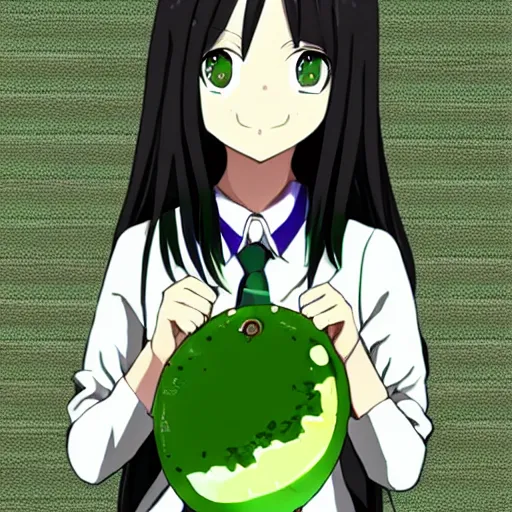 Image similar to tomoko kuroki watamote dressed as an avocado anime trending art