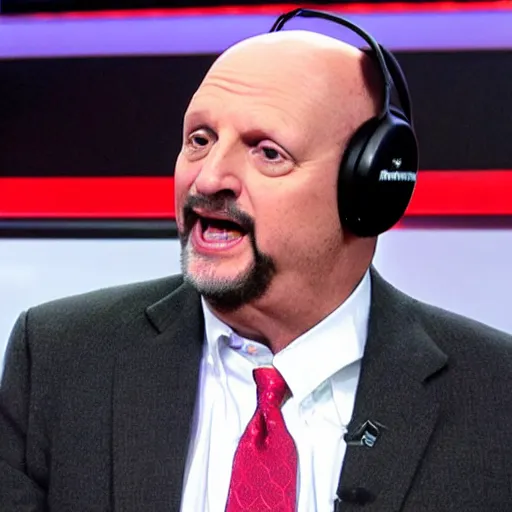 Prompt: Jim Cramer freaking out over Nintendo's newest video game console