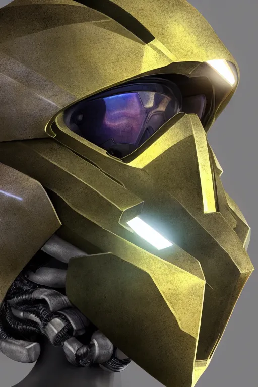 Image similar to robot ninja mask helmet halo master chief radiating a glowing aura global illumination ray tracing hdr fanart arstation by ian pesty and katarzyna da „ bek - chmiel