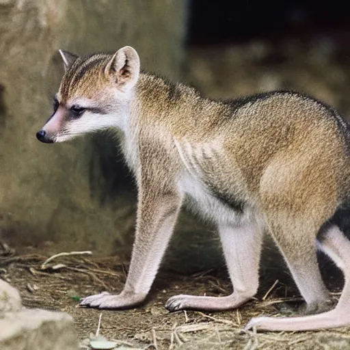Prompt: baby thylacine real photo in zoo
