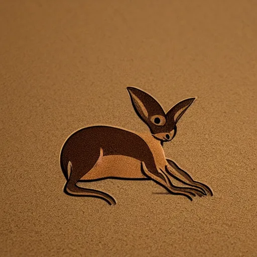 Prompt: logo of a jerboa in a minimalist style, sand color, beige and brown