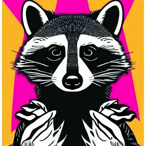 Prompt: pop art of raccoon, beautiful art