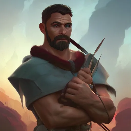 Image similar to archer from clash of clans, fantasy illustration, portrait, artstation, detailed matte portrait painting by greg rutkowski