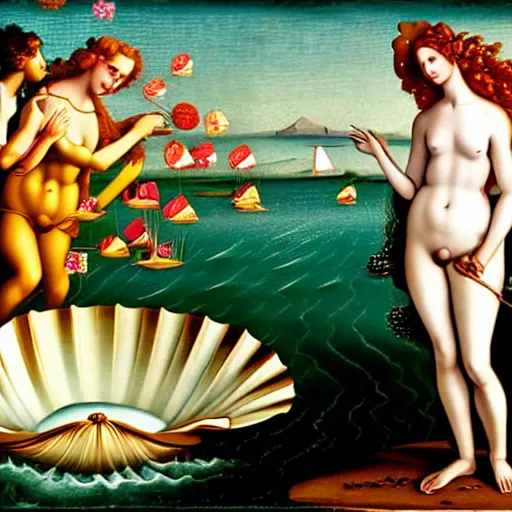 Image similar to the birth of Venus, highly detailed, smooth, ultrawide shot