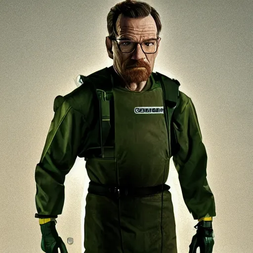 Image similar to Bryan Cranston as Gordon Freeman in H.E.V suit, photo