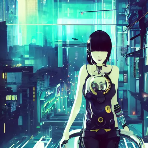 prompthunt: full digital cyberpunk anime!!, shattered cyborg - girl in the  style of arcane!!!, lightning, raining!!, water refractions!!, black long  hair!, biomechanical details, neon background lighting, reflections, wlop,  ilya kuvshinov, artgerm