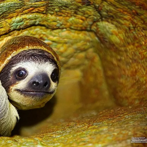 Prompt: turtle sloth hybrid, bold natural colors, national geographic photography, masterpiece, full shot