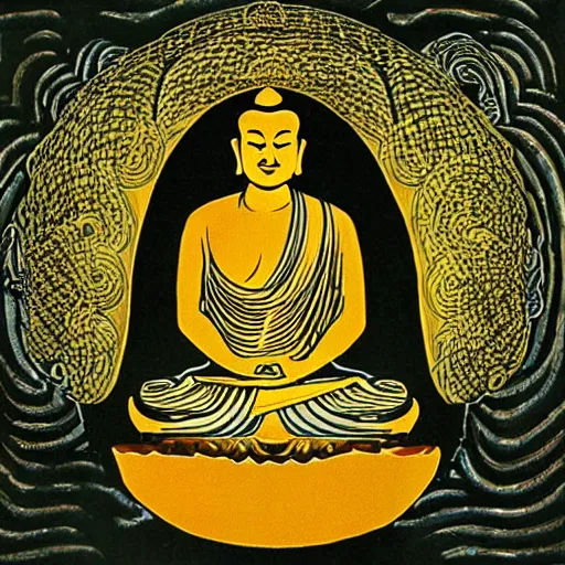 Prompt: Optical illusion of the Buddha