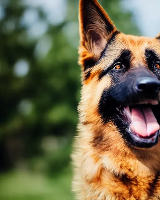 Image similar to closeup portrait photograph of a happy german shepherd