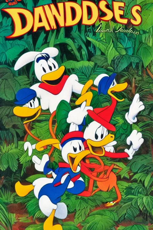 Image similar to donald ducks and friend adventure in the jungle by carl barks