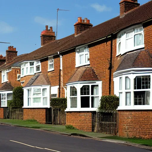 Prompt: british suburban street, houses, 2006