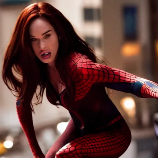 Image similar to A still of Megan Fox as Mary Jane in Spiderman 2 (2004)