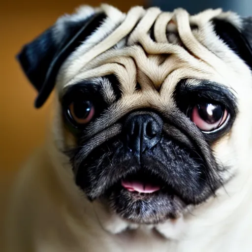 Prompt: a pug with 3 eyes