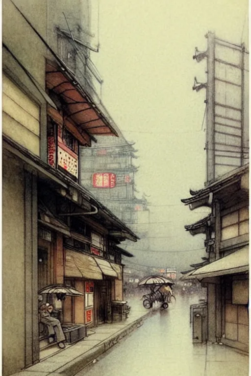 Prompt: (((((1950s japanese city . muted colors.))))) by Jean-Baptiste Monge !!!!!!!!!!!!!!!!!!!!!!!!!!!