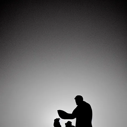 Image similar to father silhouette, award winning black and white photography