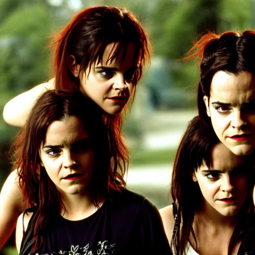 Prompt: jack black and emma watson starring in the craft, movie still, 8 k,