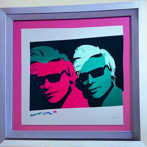 Prompt: a photo of las vegas screen printed in style of andy warhol