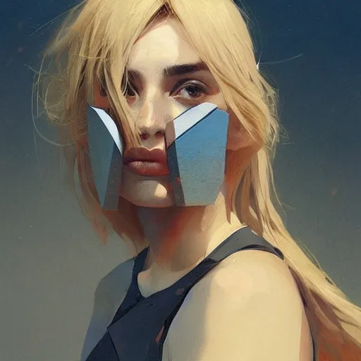 Prompt: Ana de Armas with a blond hair, profile picture by Greg Rutkowski, asymmetrical, Organic Painting , Matte Painting, geometric shapes, hard edges, street art, trending on the artstation:2 by Sachin Teng:4, blur: -4