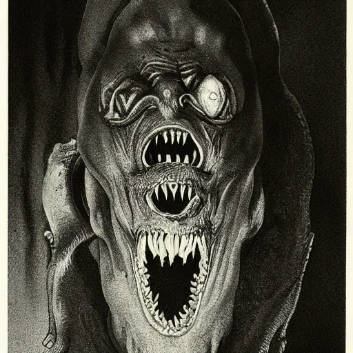 Image similar to a hyper realistic creepy filmic 30mm film movie like wide shot color ground level angle photograph of the full body of a dangerous shape shifting alien creature, with multiple mutated snarling drooling human faces with a grotesque variety of gorey human and animal limbs protruding from its lower torso inside a lab in the style of an horror film, trending on art station, in the style of John Carpenter's The Thing 1982