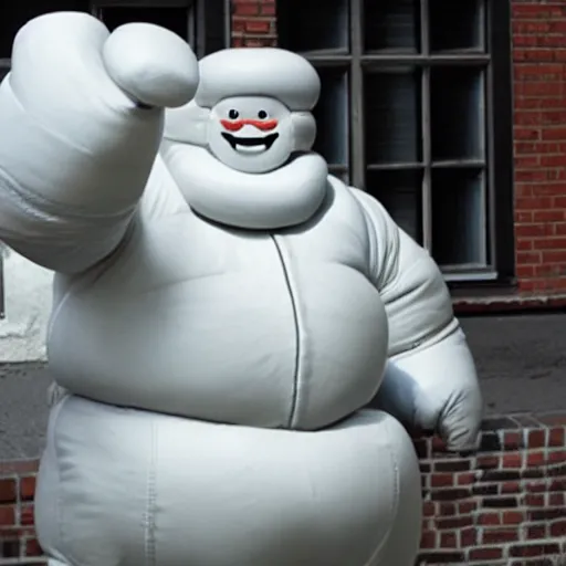 Prompt: the michelin man selling you on the idea of his new it start - up