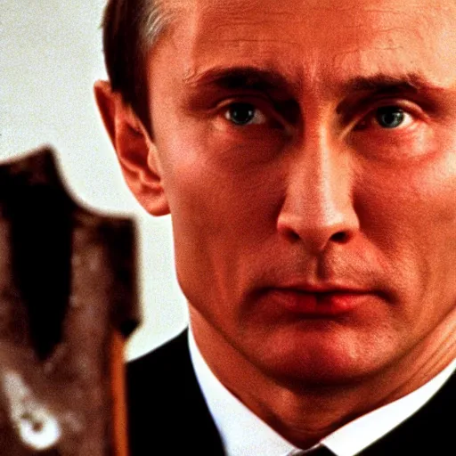 Image similar to Vladimir Putin with an axe in American Psycho (1999)