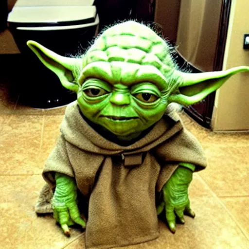 Image similar to yoda on the toilet