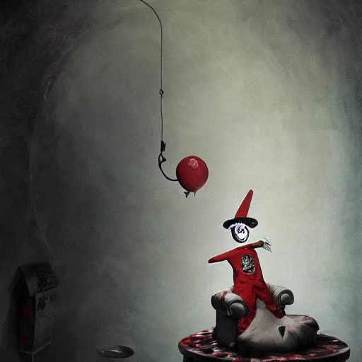 Image similar to tim burton and dr seuss and michal karcz dark surrealism painting of a clown., detailed, elegant, intricate, 4 k, renaissance painting