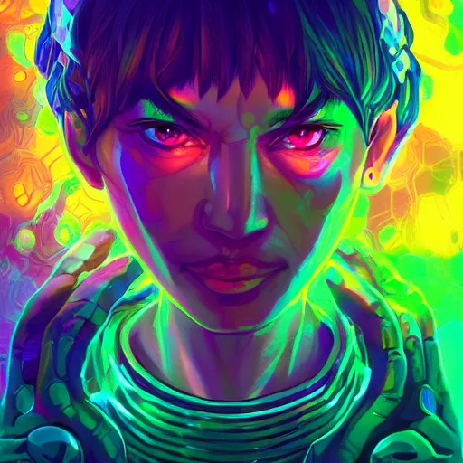 Image similar to skill magic geek inside matrix deepdream radiating a glowing aura stuff loot legends stylized digital illustration video game icon artstation lois van baarle, ilya kuvshinov, rossdraws,