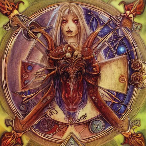 Image similar to detailed and sharp aries zodiac artwork, mystic style, detailed, 8 k, detailed, symmetrical, by brian froud