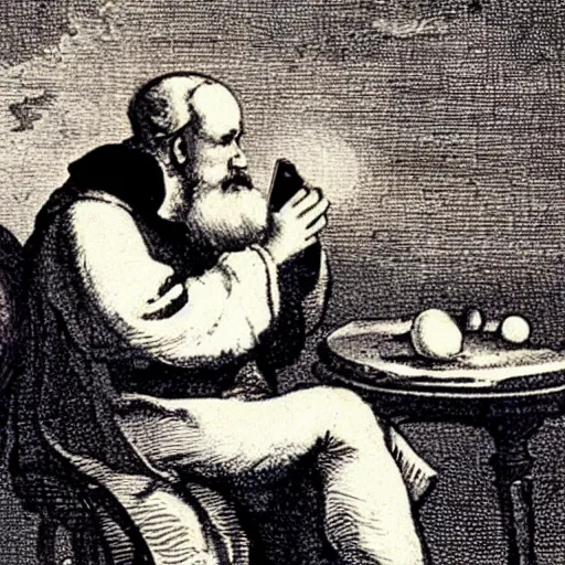 Prompt: galileo galilei taking a picture of jupiter using his smartphone