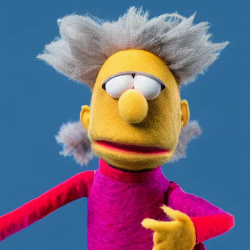 Image similar to morty smith as a muppet. highly detailed felt. hyper real photo. 4 k.