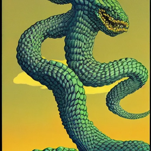 Image similar to hydra highly detailed, artstation, in the style of moebius, art by rene magritte and jean delville