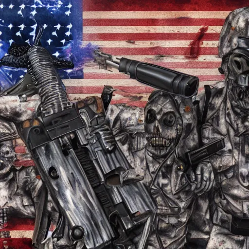 Prompt: police raid military bullets skulls weapons american flag smoke scariest horror nightmare by pushead, junji ito and horiyoshi iii, digital art, deepdream cosmic, 3 d high definition, trending on artstation, photorealistic, 8 k, octane, trending on deviantart elegant trend, highly detailed unreal engine