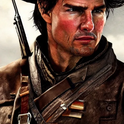 Prompt: tom cruise as a rdr 2 character