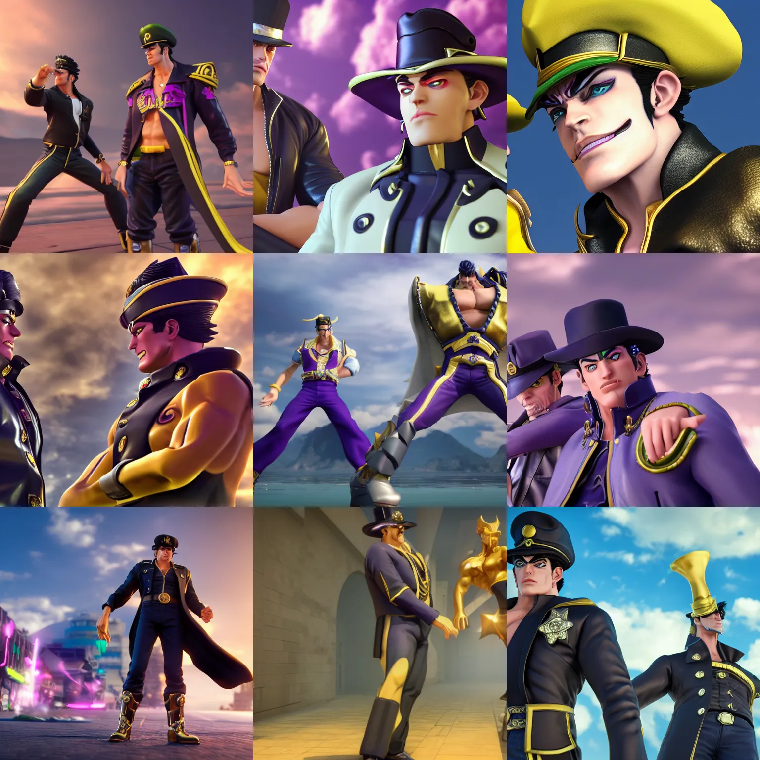 Prompt: jotaro kujo and star platinum, unreal engine octane render, 8k